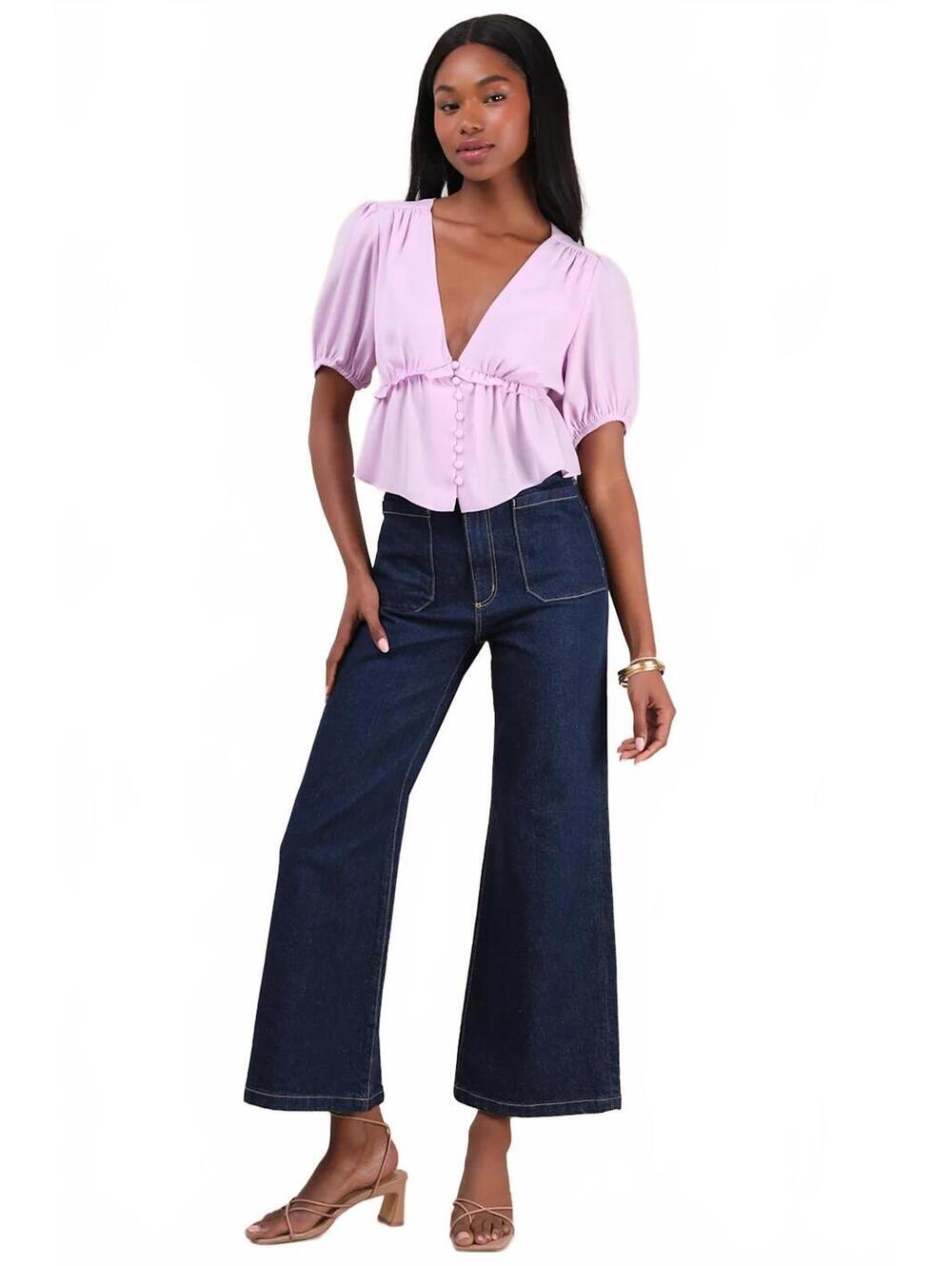 NWT Lulus Irresistible Charisma Lavender Peplum Crop Top Size Small - Picture 3 of 9